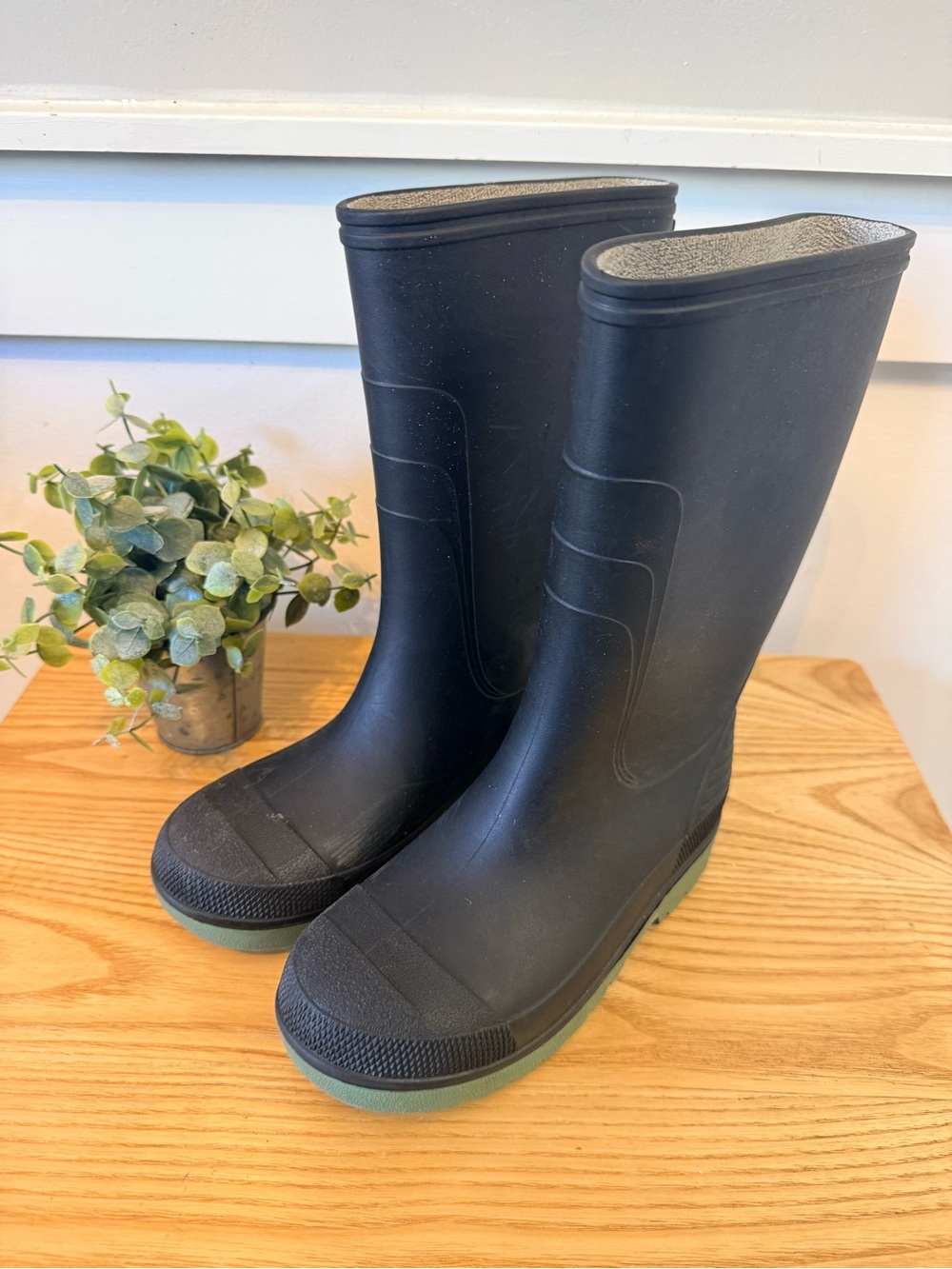 🌿4/$25 • Black & Green Waterproof Rain Boots